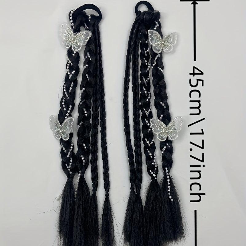 Butterfly Decor Braids Ponytail Hair Extensions