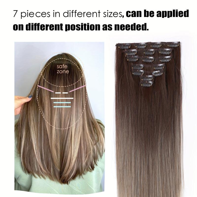 Natural Straight Hairpiece 72 cm Long Heat Resistant Clip In Wig for Women
