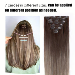Natural Straight Hairpiece 72 cm Long Heat Resistant Clip In Wig for Women
