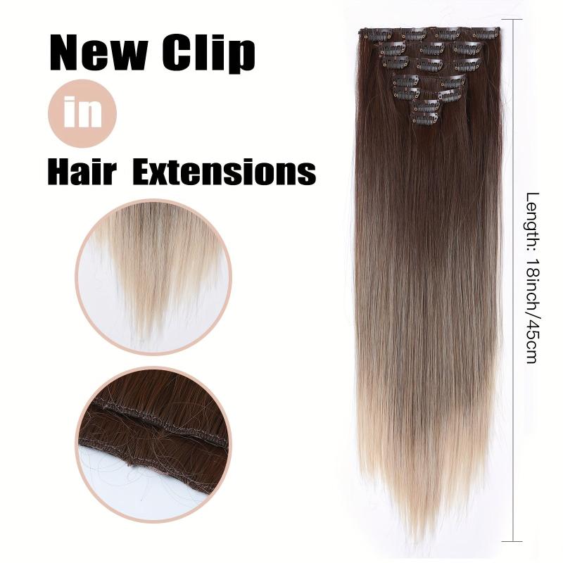 Natural Straight Hairpiece 72 cm Long Heat Resistant Clip In Wig for Women