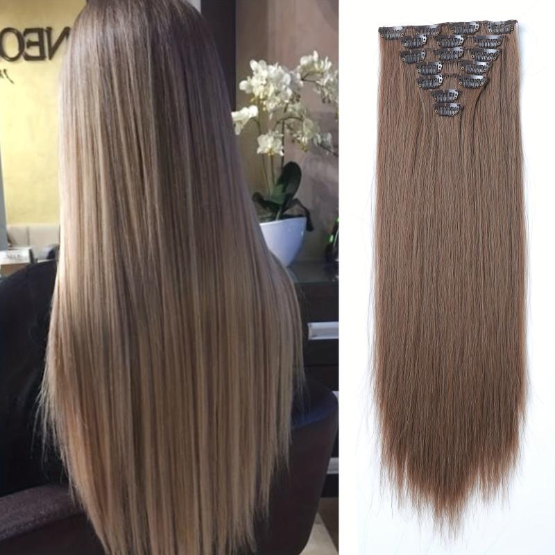 Natural Straight Hairpiece 72 cm Long Heat Resistant Clip In Wig for Women