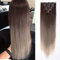 Natural Straight Hairpiece 72 cm Long Heat Resistant Clip In Wig for Women