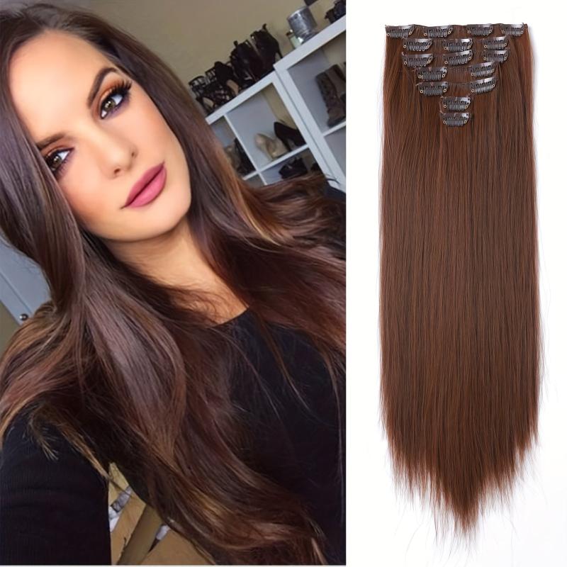 Natural Straight Hairpiece 72 cm Long Heat Resistant Clip In Wig for Women