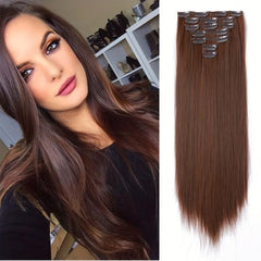 Natural Straight Hairpiece 72 cm Long Heat Resistant Clip In Wig for Women