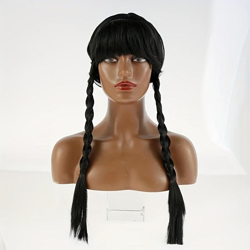 Long Braided Wig for Girls Halloween Party with Wig Cap