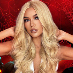 Ombre Honey Blonde Deep Wavy Hair Wig 60 96 Cm Long Curly Synthetic Hair Women