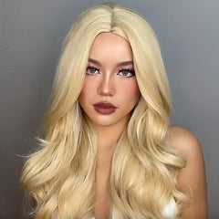 Ombre Honey Blonde Deep Wavy Hair Wig 60 96 Cm Long Curly Synthetic Hair Women