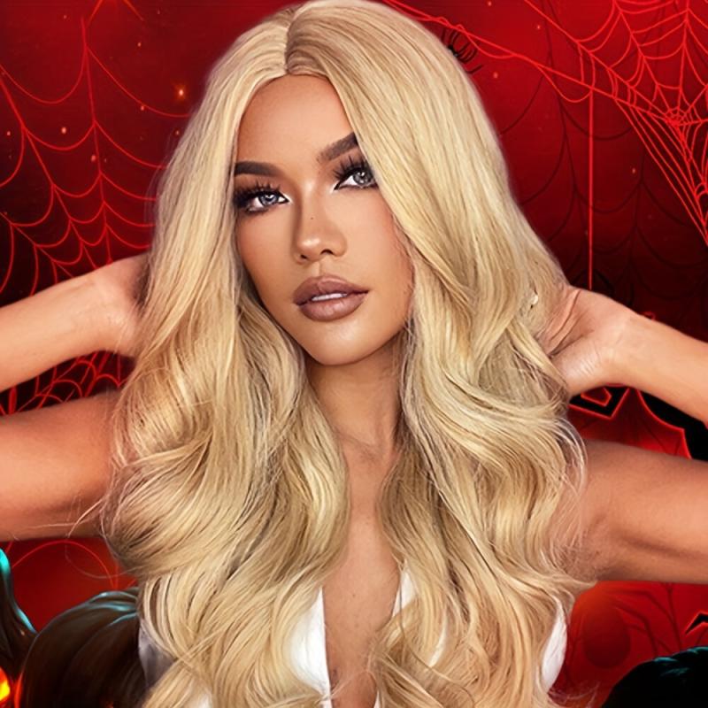 Ombre Honey Blonde Deep Wavy Hair Wig 60 96 Cm Long Curly Synthetic Hair Women