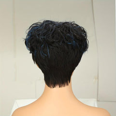 Short Curly Human Hair Wig with Bangs 180 Density