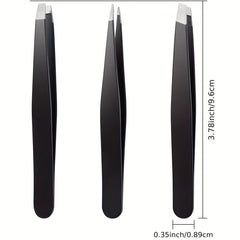 3Pcs Eyebrows Tweezers Set Stainless Steel Precision Hair Remover Kit