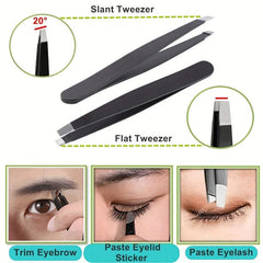 3Pcs Eyebrows Tweezers Set Stainless Steel Precision Hair Remover Kit
