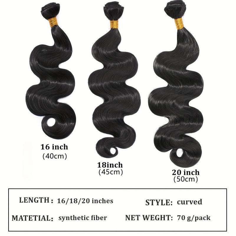 3Pcs Long Curly Body Wave Synthetic Hair Bundles Natural Look