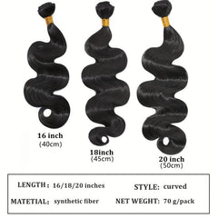 3Pcs Long Curly Body Wave Synthetic Hair Bundles Natural Look