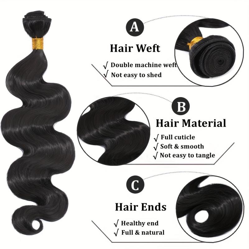 3Pcs Long Curly Body Wave Synthetic Hair Bundles Natural Look