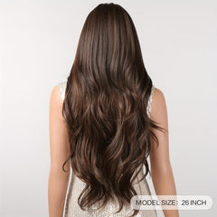 Long Curly Wavy Wig with Bangs Synthetic Rose Net Wigs for Women Girls