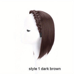 Synthetic Short Half Wig Fishbone Headband Wig Brown