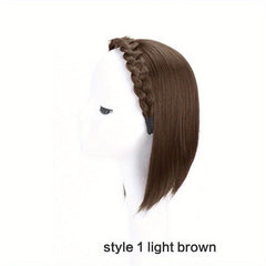 Synthetic Short Half Wig Fishbone Headband Wig Brown