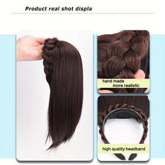Synthetic Short Half Wig Fishbone Headband Wig Brown