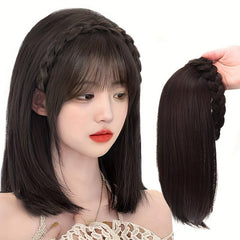 Synthetic Short Half Wig Fishbone Headband Wig Brown