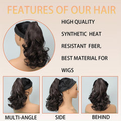 Long Curly Wavy Ponytail Extensions Synthetic Clip In Hair Extensions