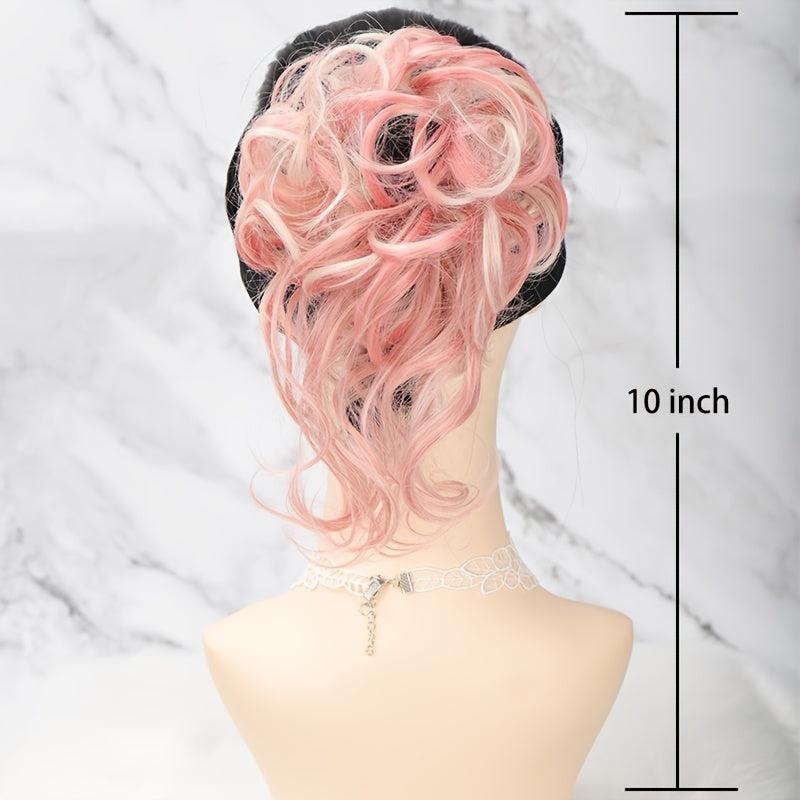 Synthetic Elastic Wave Curly Hair Buns Chignons Hair Scrunchy Extensions