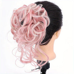Synthetic Elastic Wave Curly Hair Buns Chignons Hair Scrunchy Extensions