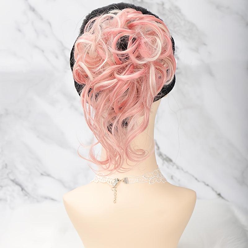 Synthetic Elastic Wave Curly Hair Buns Chignons Hair Scrunchy Extensions