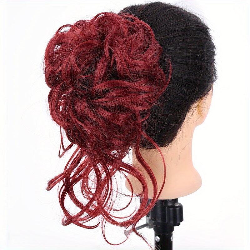Synthetic Elastic Wave Curly Hair Buns Chignons Hair Scrunchy Extensions