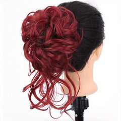 Synthetic Elastic Wave Curly Hair Buns Chignons Hair Scrunchy Extensions