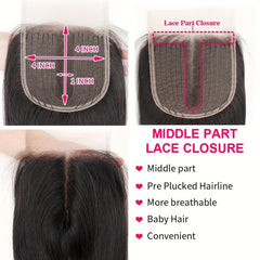 Brazilian Deep Wave Human Hair Closure 4x4 Lace Middle Part