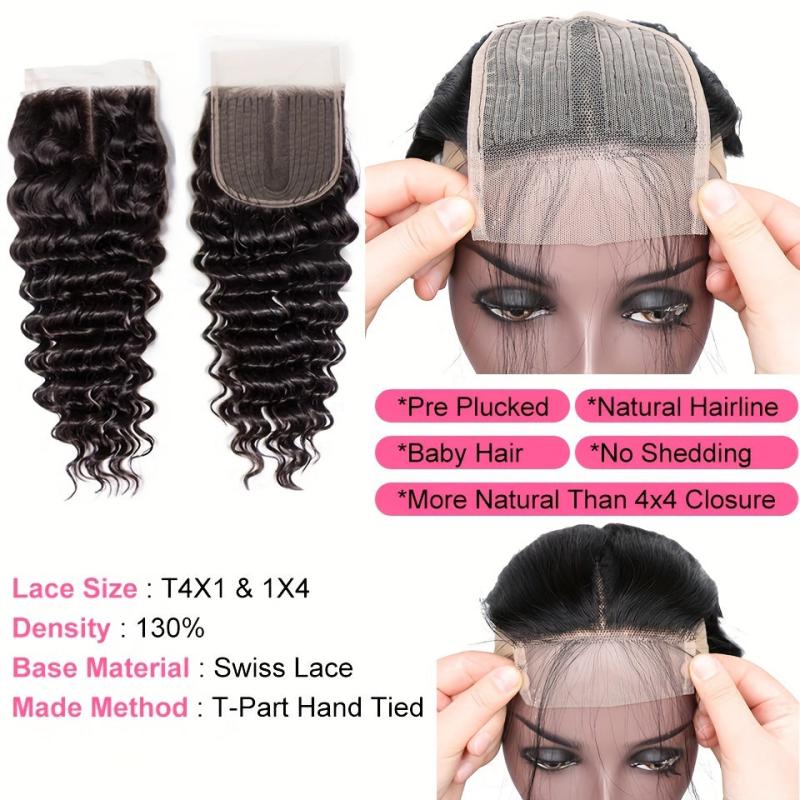 Brazilian Deep Wave Human Hair Closure 4x4 Lace Middle Part