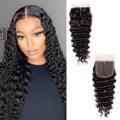 Brazilian Deep Wave Human Hair Closure 4x4 Lace Middle Part