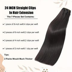 7pcs Long Straight Synthetic Clip In Hair Extensions for Daily Use
