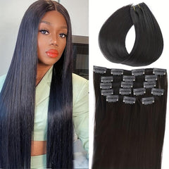 7pcs Long Straight Synthetic Clip In Hair Extensions for Daily Use