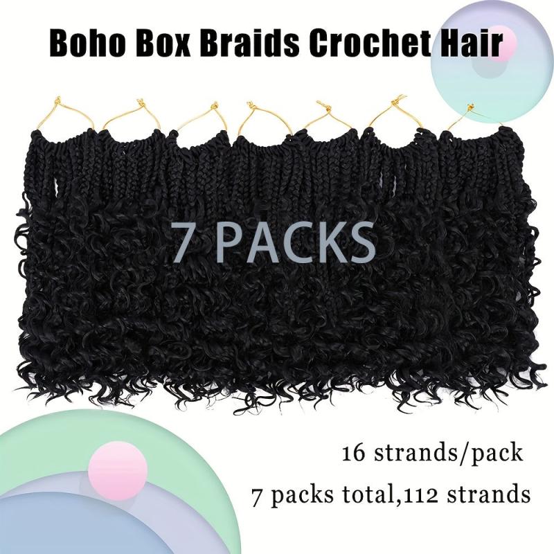 7 Packs Goddess Box Braids Crochet Hair 25-35-56 cm Pre-looped Bohemian Crochet