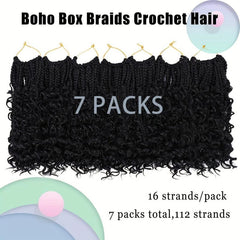 7 Packs Goddess Box Braids Crochet Hair 25-35-56 cm Pre-looped Bohemian Crochet