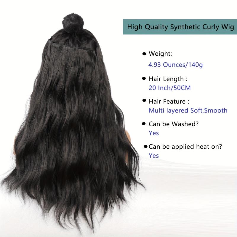 8 cm Water Wave Hair Extension Clips, 6 Piece Set, Soft Synthetic Hair Pieces