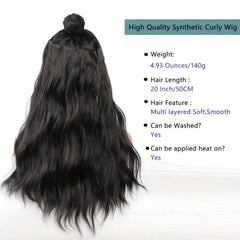 8 cm Water Wave Hair Extension Clips, 6 Piece Set, Soft Synthetic Hair Pieces