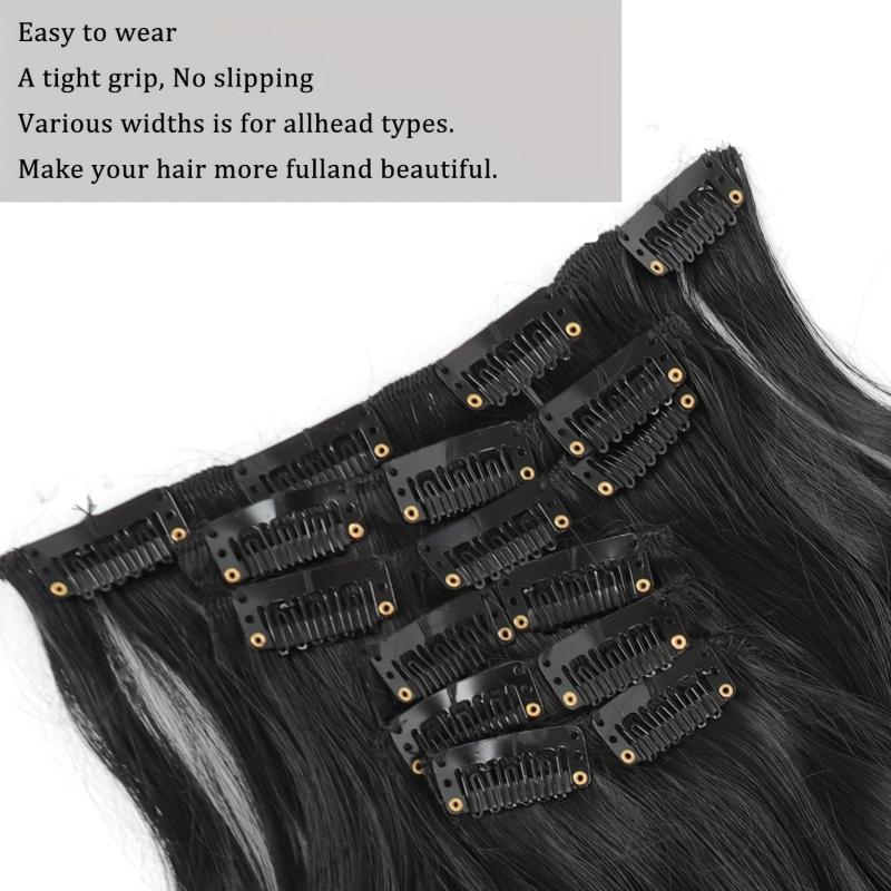8 cm Water Wave Hair Extension Clips, 6 Piece Set, Soft Synthetic Hair Pieces