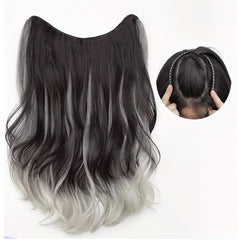 Ombre Long Wavy Hair Pieces Synthetic Clip In Hair Extensions
