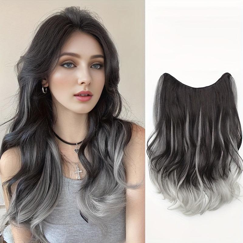 Ombre Long Wavy Hair Pieces Synthetic Clip In Hair Extensions