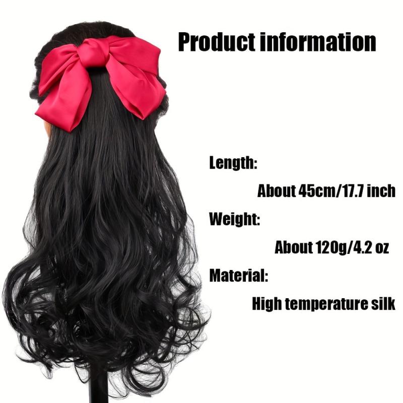 Red Bow Ponytail Extensions for Women and Girls
