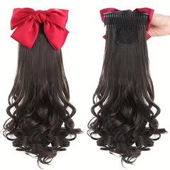 Red Bow Ponytail Extensions for Women and Girls