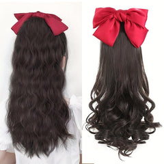 Red Bow Ponytail Extensions for Women and Girls