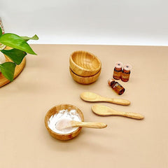 3pc Bamboo Face Mask Mixing Bowl Set DIY Face Mask Tools