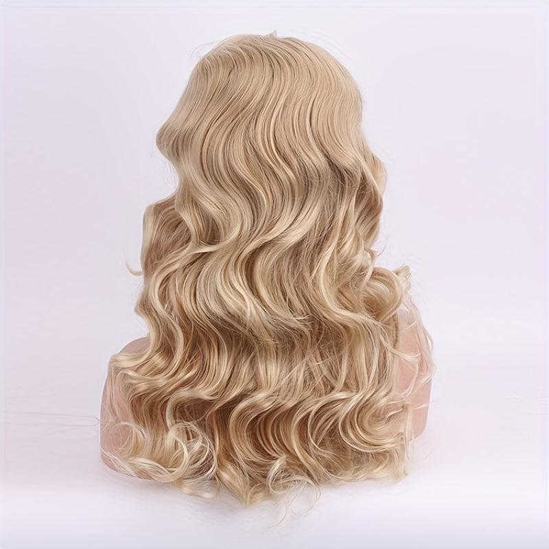 Ombre Golden long Curly Wavy Synthetic Wig for Women Daily Party Wear