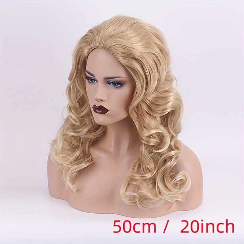 Ombre Golden long Curly Wavy Synthetic Wig for Women Daily Party Wear