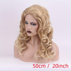 Ombre Golden long Curly Wavy Synthetic Wig for Women Daily Party Wear