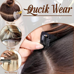4pcs Long Wavy Synthetic Hair Extension 50.8cm Dark Brown Thick Double Weft Hair