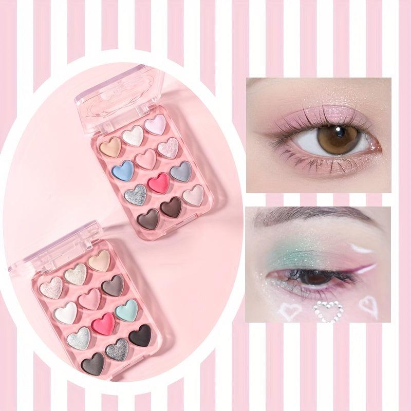 Love Heart 12-Color Eyeshadow Palette Matte Pearly Finish